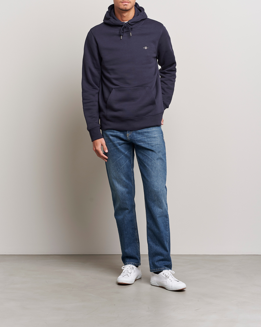 Homme | Pulls Et Tricots | GANT | Original Shield Logo Hoodie Evening Blue