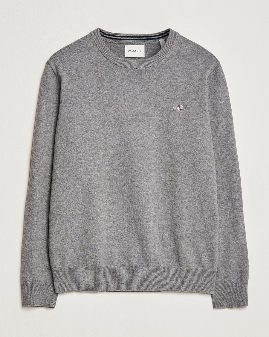 Homme | Pulls Et Tricots | Gant | Classic Cotton Crew Neck Dark Grey Melange