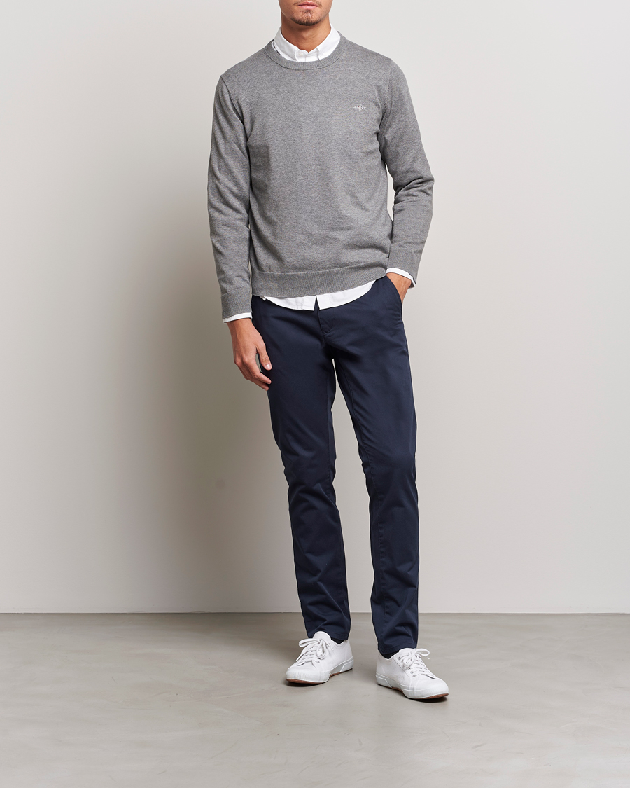 Homme | Pulls Et Tricots | Gant | Classic Cotton Crew Neck Dark Grey Melange