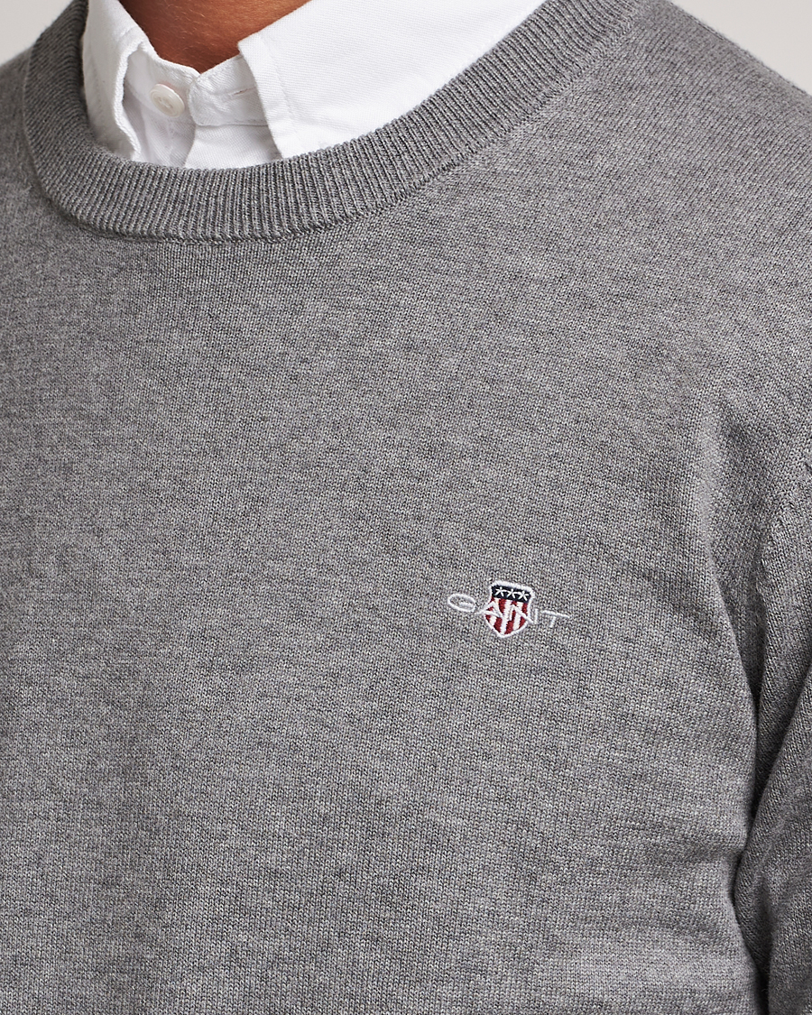 Homme | Pulls Et Tricots | Gant | Classic Cotton Crew Neck Dark Grey Melange