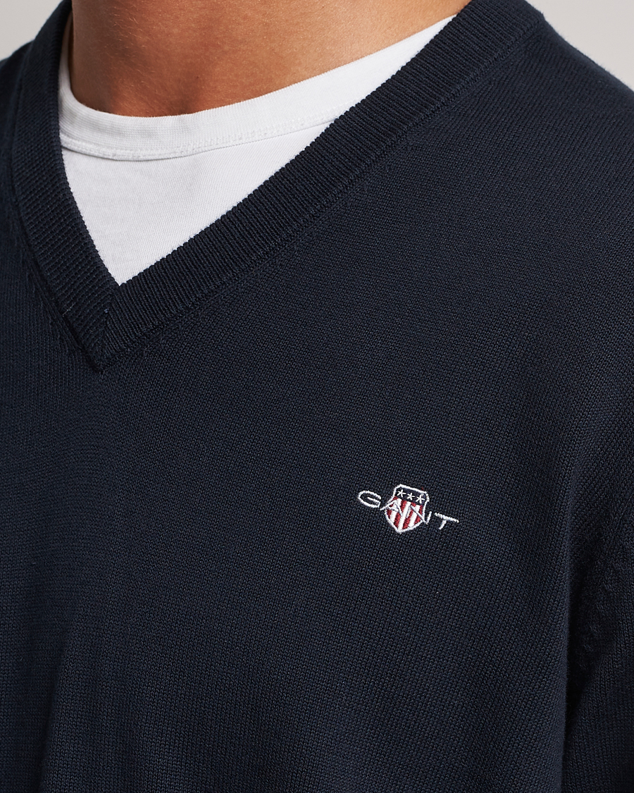 Homme | Pulls Et Tricots | Gant | Classic Cotton V-Neck Evening Blue