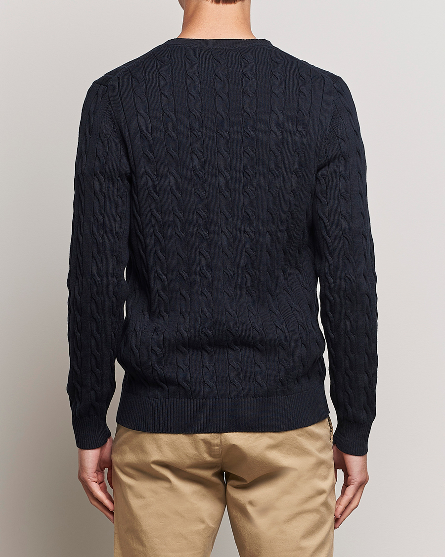 Homme | Pulls Et Tricots | GANT | Cotton Cable Crew Neck Evening Blue
