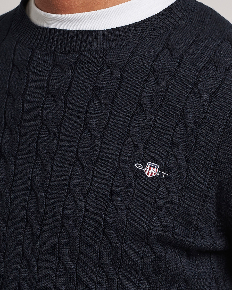 Homme | Pulls Et Tricots | Gant | Cotton Cable Crew Neck Evening Blue