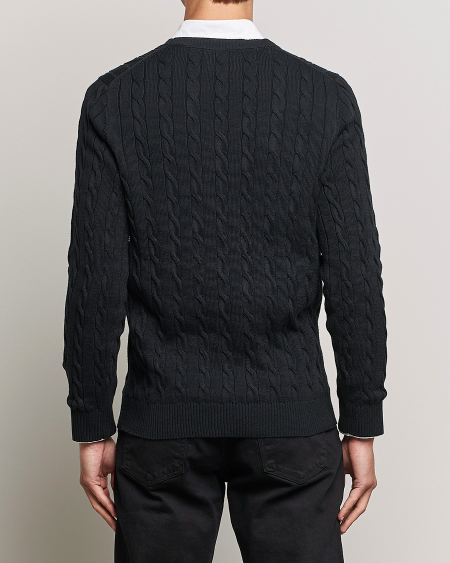 Homme | Pulls Et Tricots | Gant | Cotton Cable Crew Neck Black