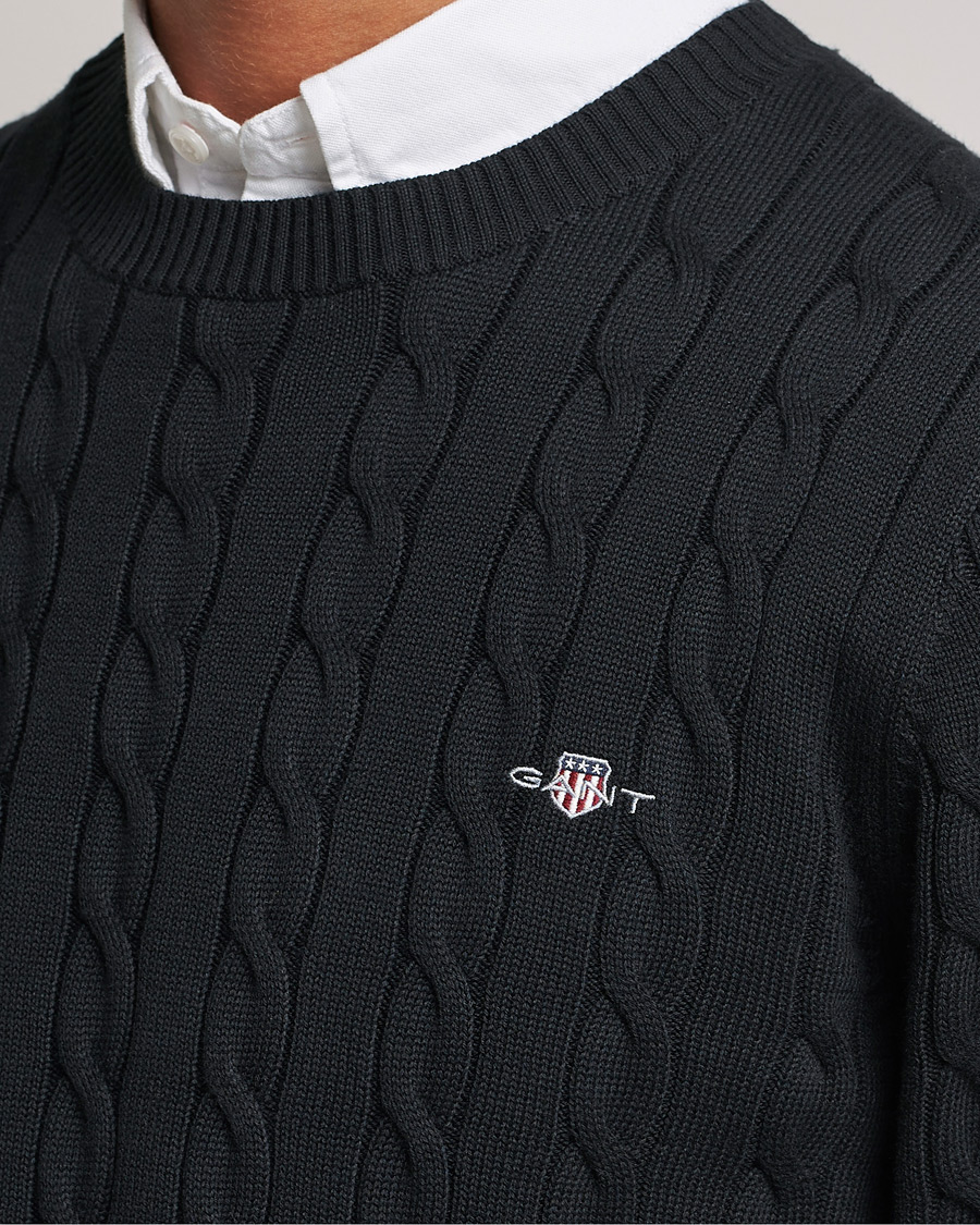 Homme | Pulls Et Tricots | Gant | Cotton Cable Crew Neck Black
