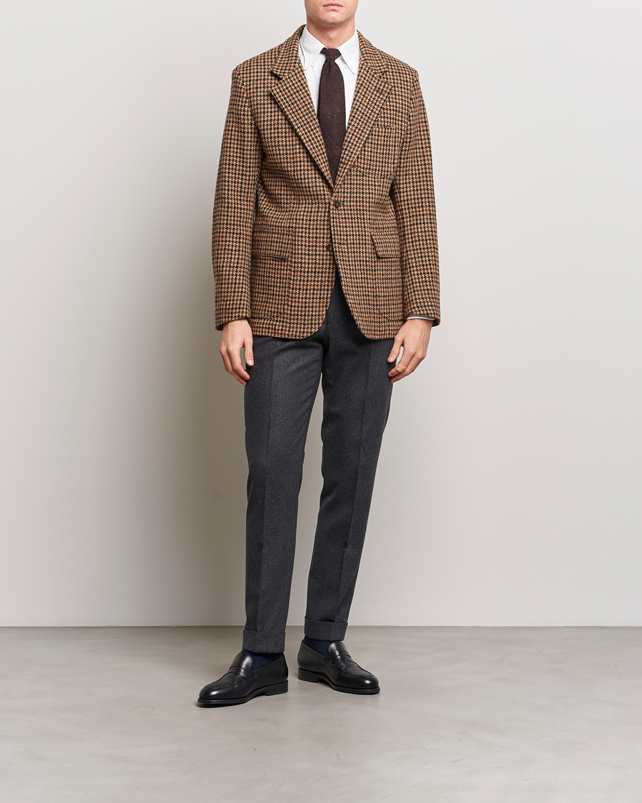 Homme | Blazers | Drake's | MKVII Harris Tweed Games Houndstooth Blazer Brown