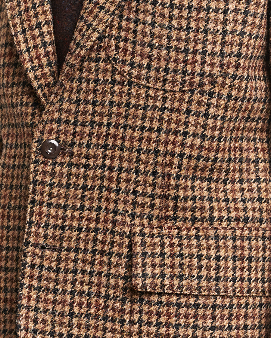 Homme | Blazers | Drake's | MKVII Harris Tweed Games Houndstooth Blazer Brown
