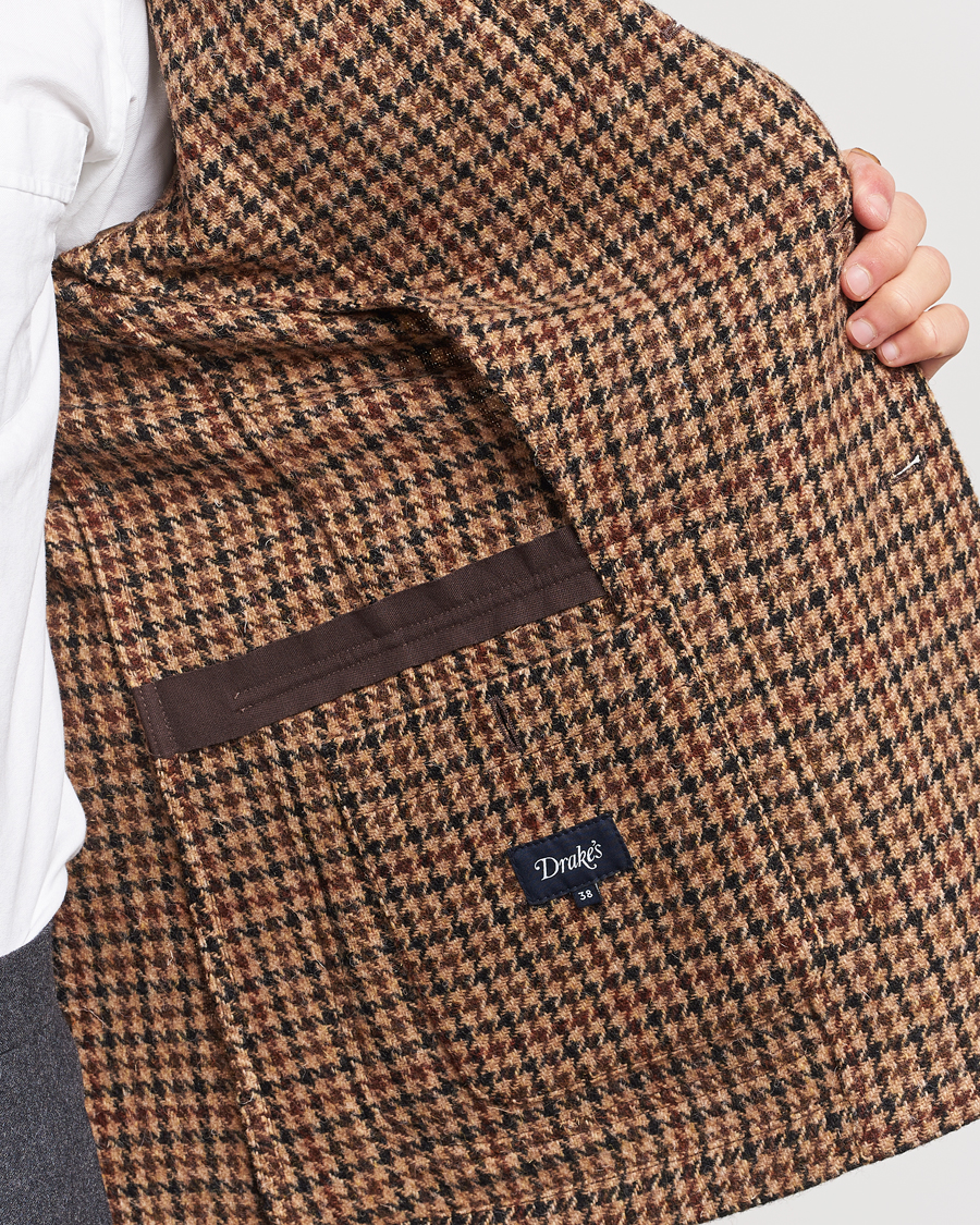 Homme | Blazers | Drake's | MKVII Harris Tweed Games Houndstooth Blazer Brown