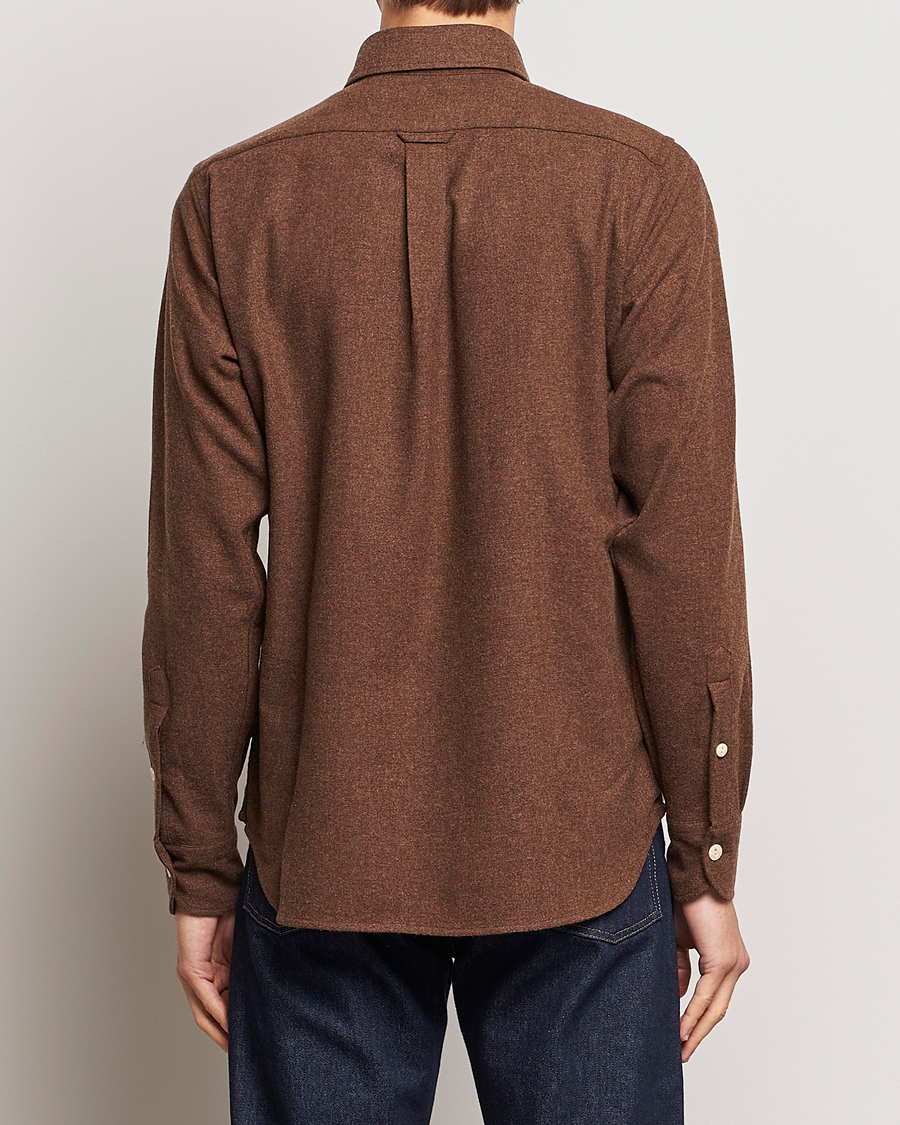 Homme | Chemises | Drake's | Merino Wool Work Shirt Brown
