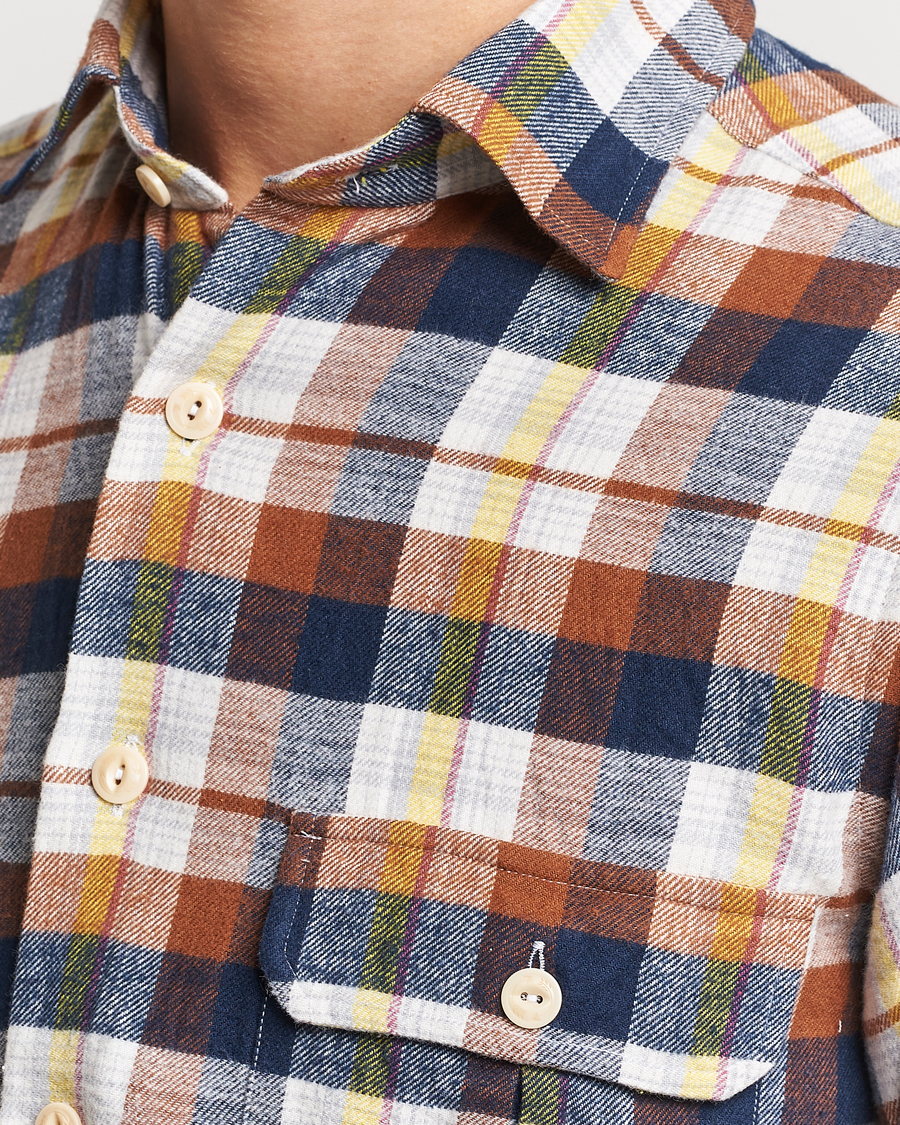 Homme | Chemises | Drake's | Brushed Madras Checked Work Shirt Brown