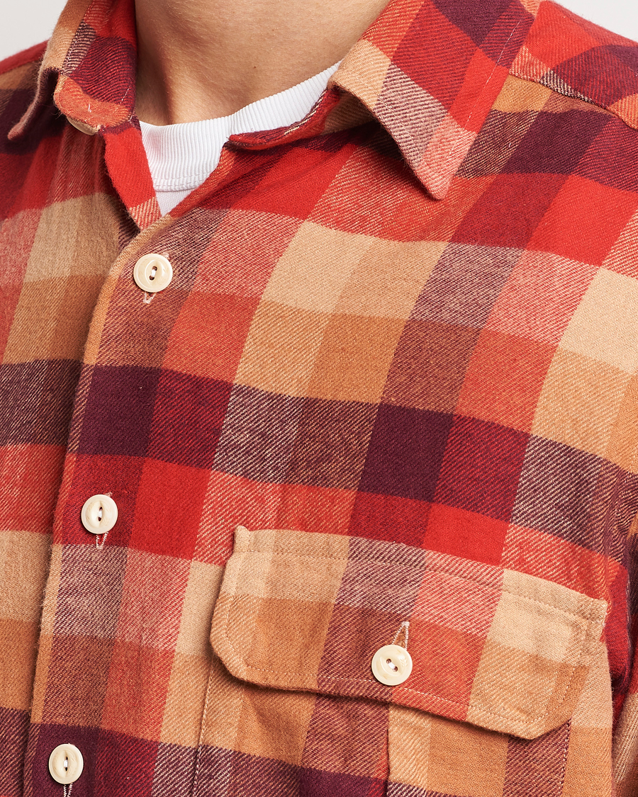 Homme | Chemises | Drake's | Brushed Madras Checked Work Shirt Red