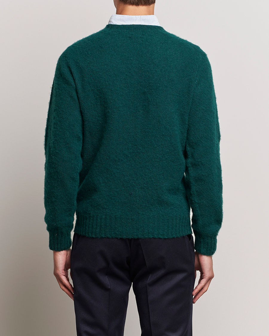 Homme | Pulls Et Tricots | Drake's | Brushed Shetland Crew Emerald Green