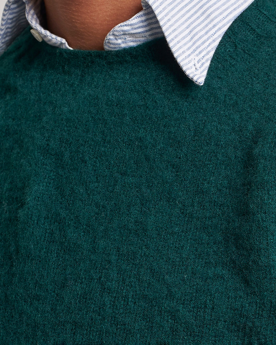 Homme | Pulls Et Tricots | Drake's | Brushed Shetland Crew Emerald Green
