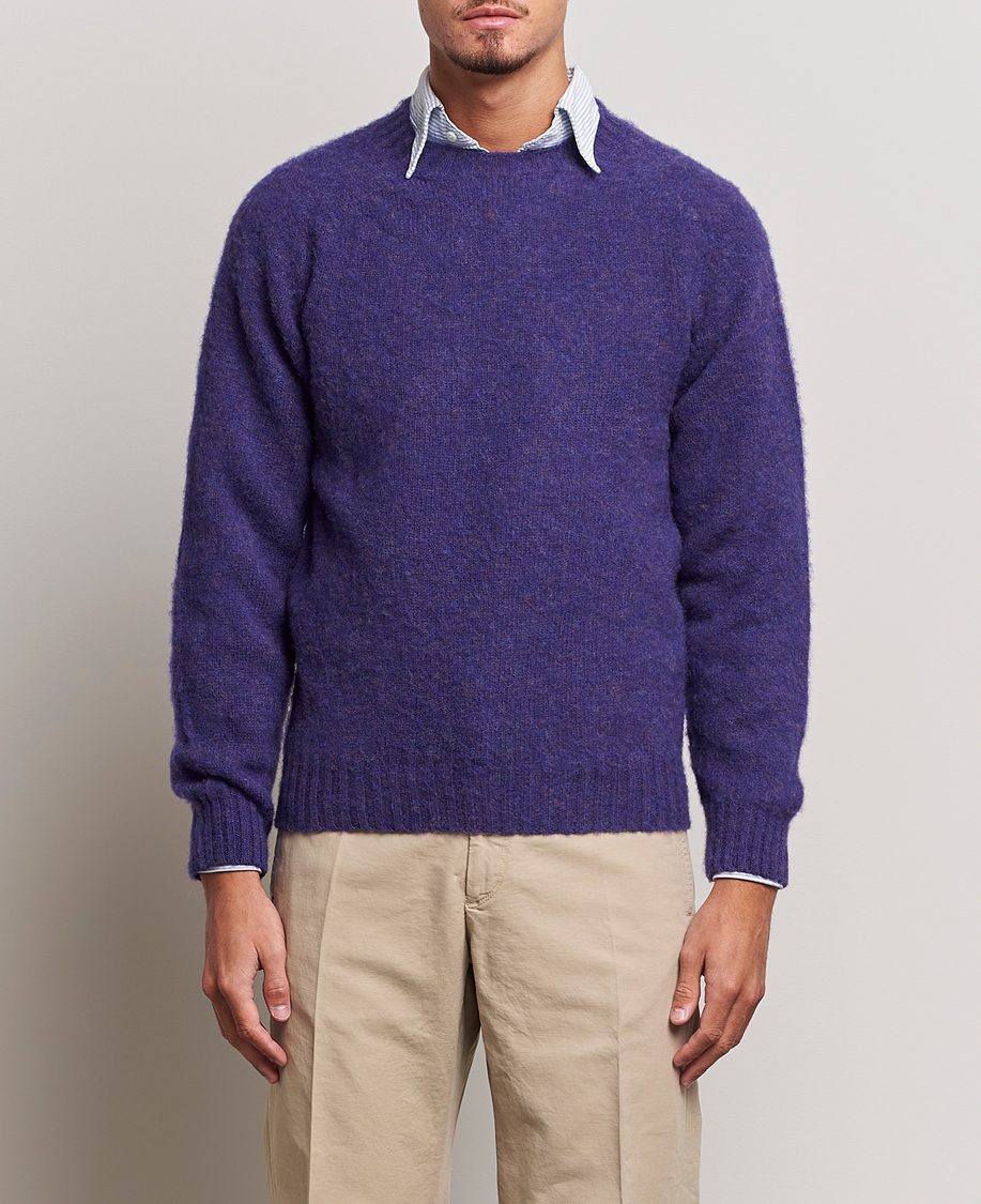 Homme | Pulls Et Tricots | Drake's | Brushed Shetland Crew Purple