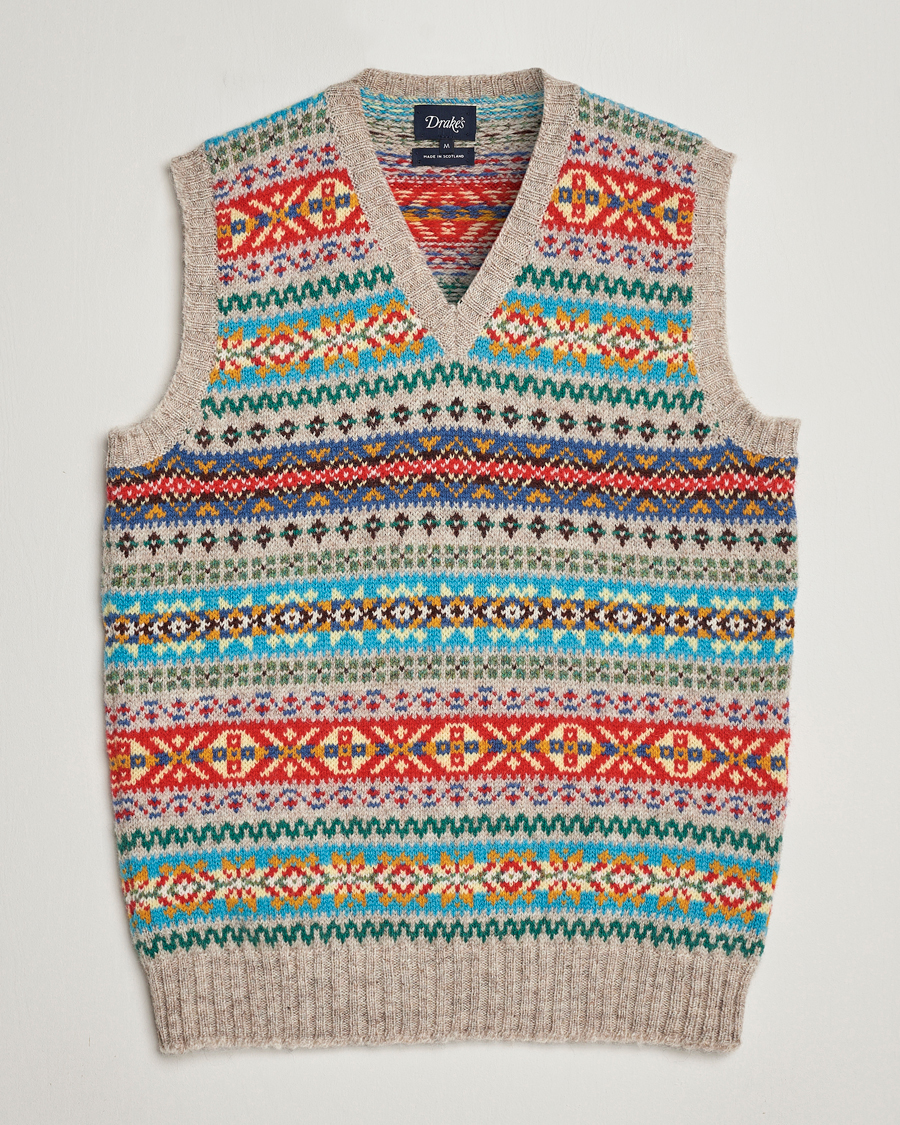 Homme | Pulls Et Tricots | Drake's | Fairisle Print Wool Vest Multi
