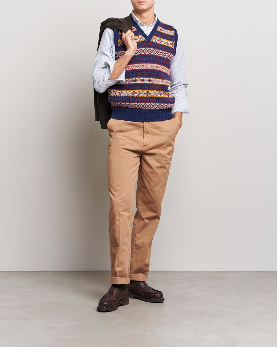 Homme | Pulls Et Tricots | Drake's | Fairisle Print Wool Vest Navy