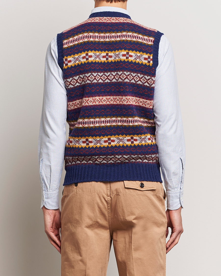 Homme | Pulls Et Tricots | Drake's | Fairisle Print Wool Vest Navy