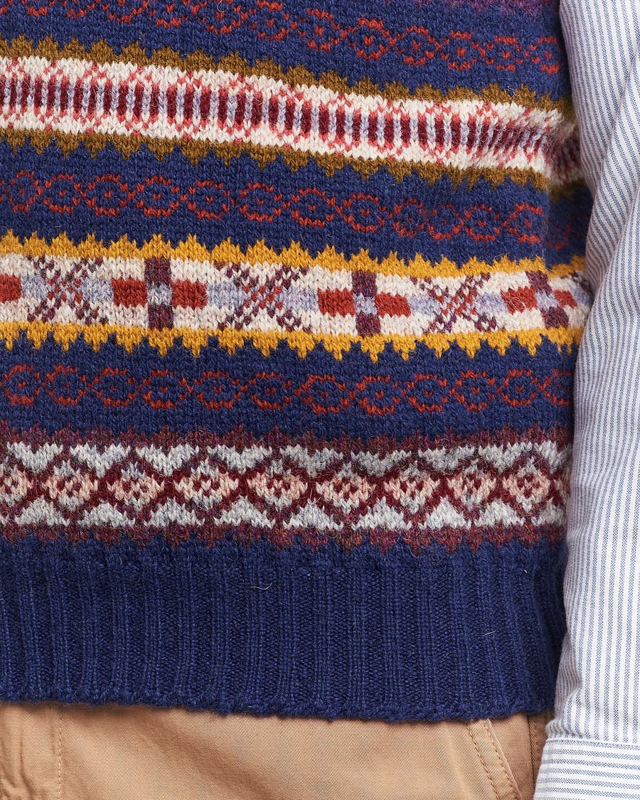 Homme | Pulls Et Tricots | Drake's | Fairisle Print Wool Vest Navy