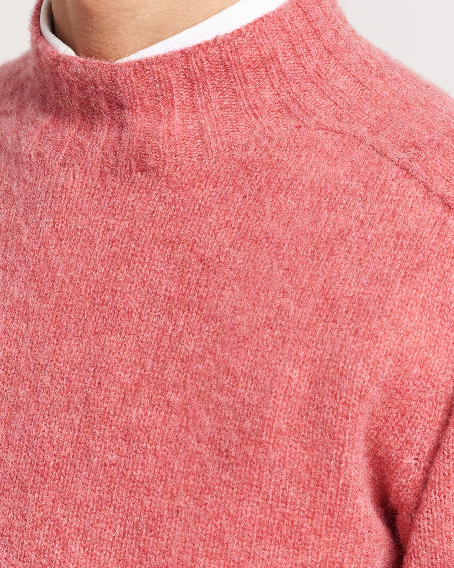 Homme | Pulls Et Tricots | Drake's | Brushed Shetland Mock Neck Jumper Pink
