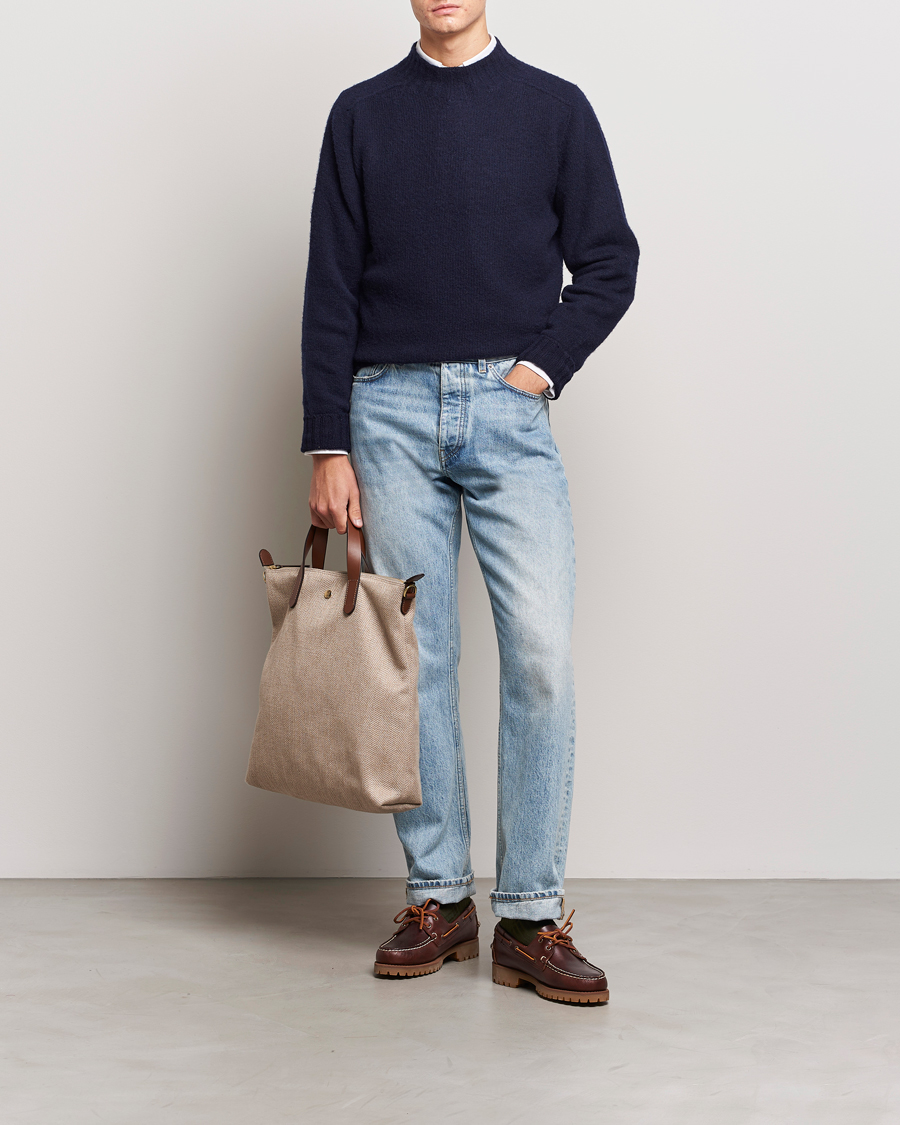 Homme | Pulls Et Tricots | Drake's | Brushed Shetland Mock Neck Jumper Navy