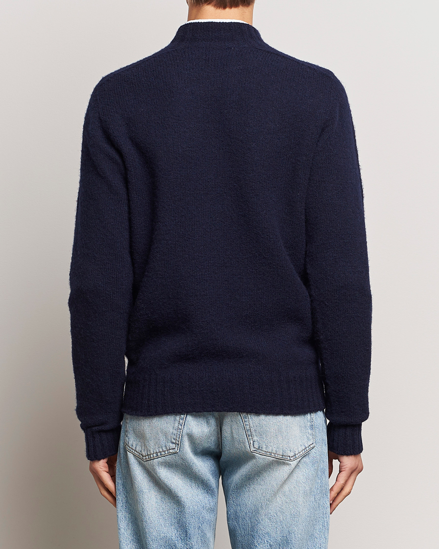 Homme | Pulls Et Tricots | Drake's | Brushed Shetland Mock Neck Jumper Navy