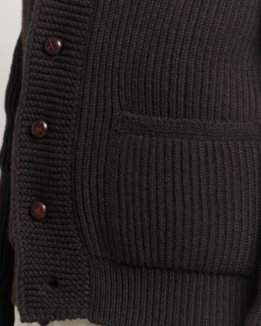 Homme | Pulls Et Tricots | Drake's | Lambswool 6-Ply Shawl Collar Cardigan Brown