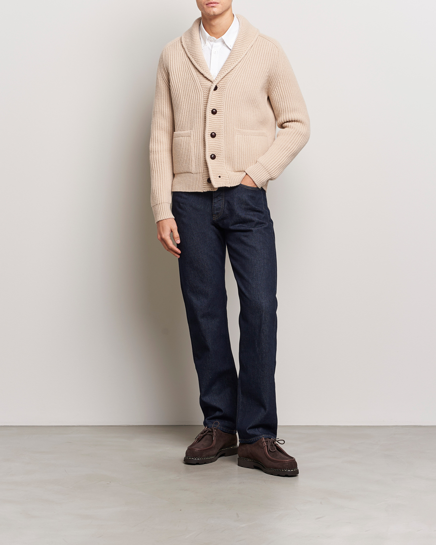 Homme | Pulls Et Tricots | Drake's | Lambswool 6-Ply Shawl Collar Cardigan Ecru