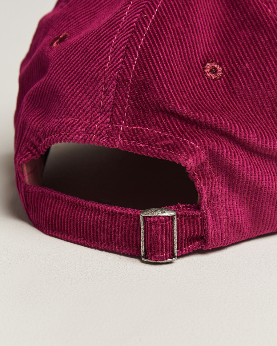 Homme | Drake's Flowers Logo Cord Baseball Cap Burgundy | Drake's | Flowers Logo Cord Baseball Cap Burgundy