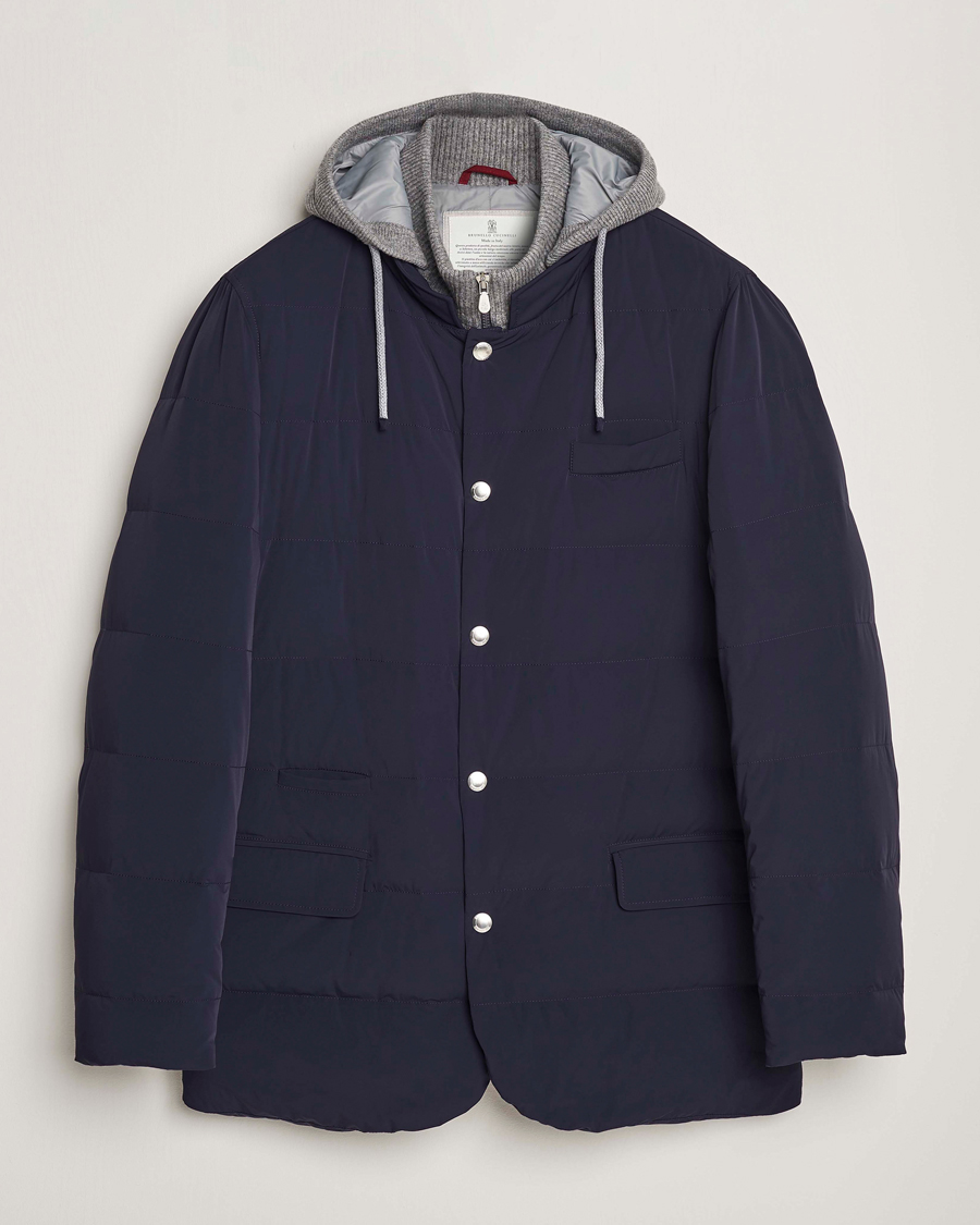 Homme | Manteaux Et Vestes | Brunello Cucinelli | Nylon Down Blazer Jacket Navy