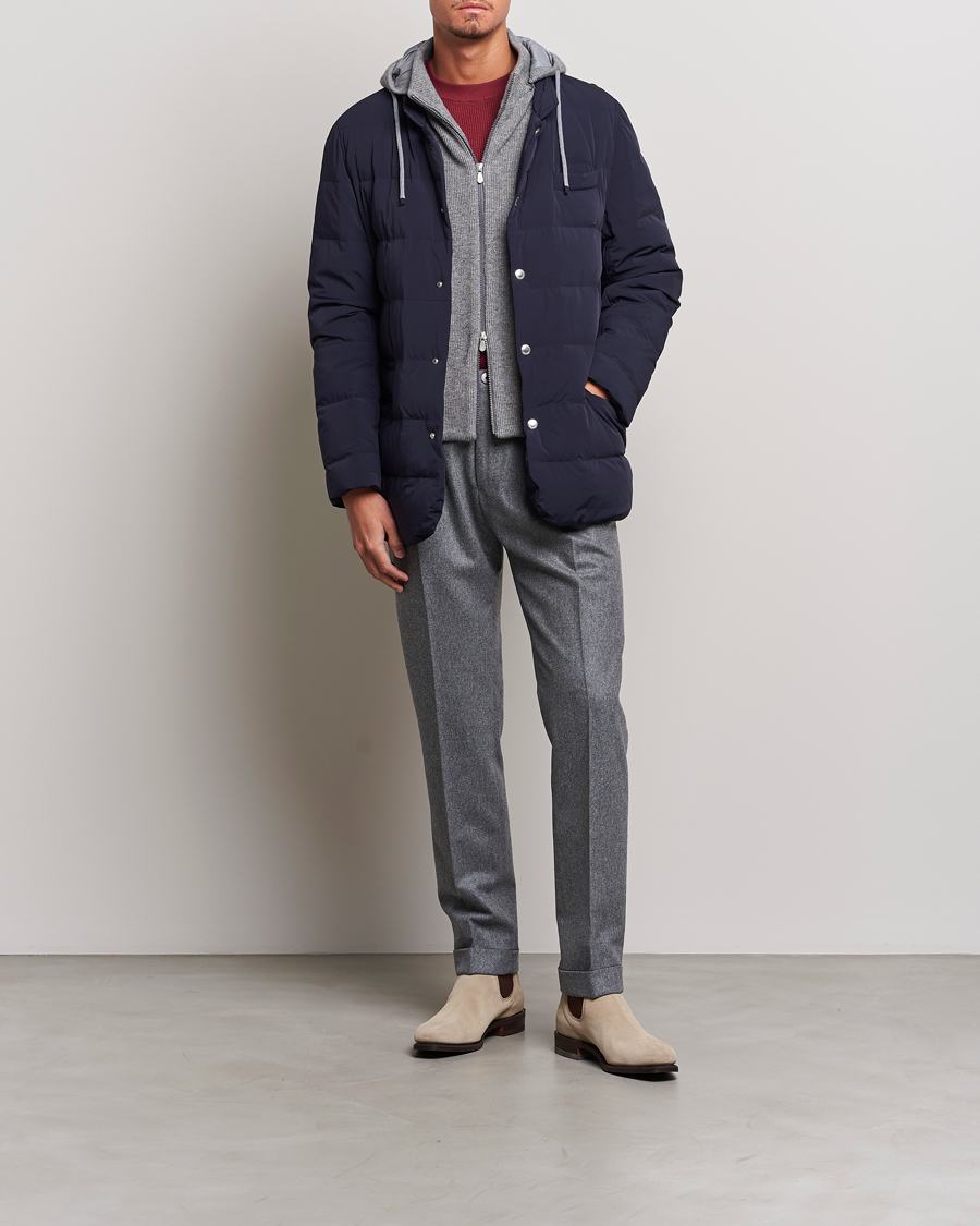 Homme | Manteaux Et Vestes | Brunello Cucinelli | Nylon Down Blazer Jacket Navy