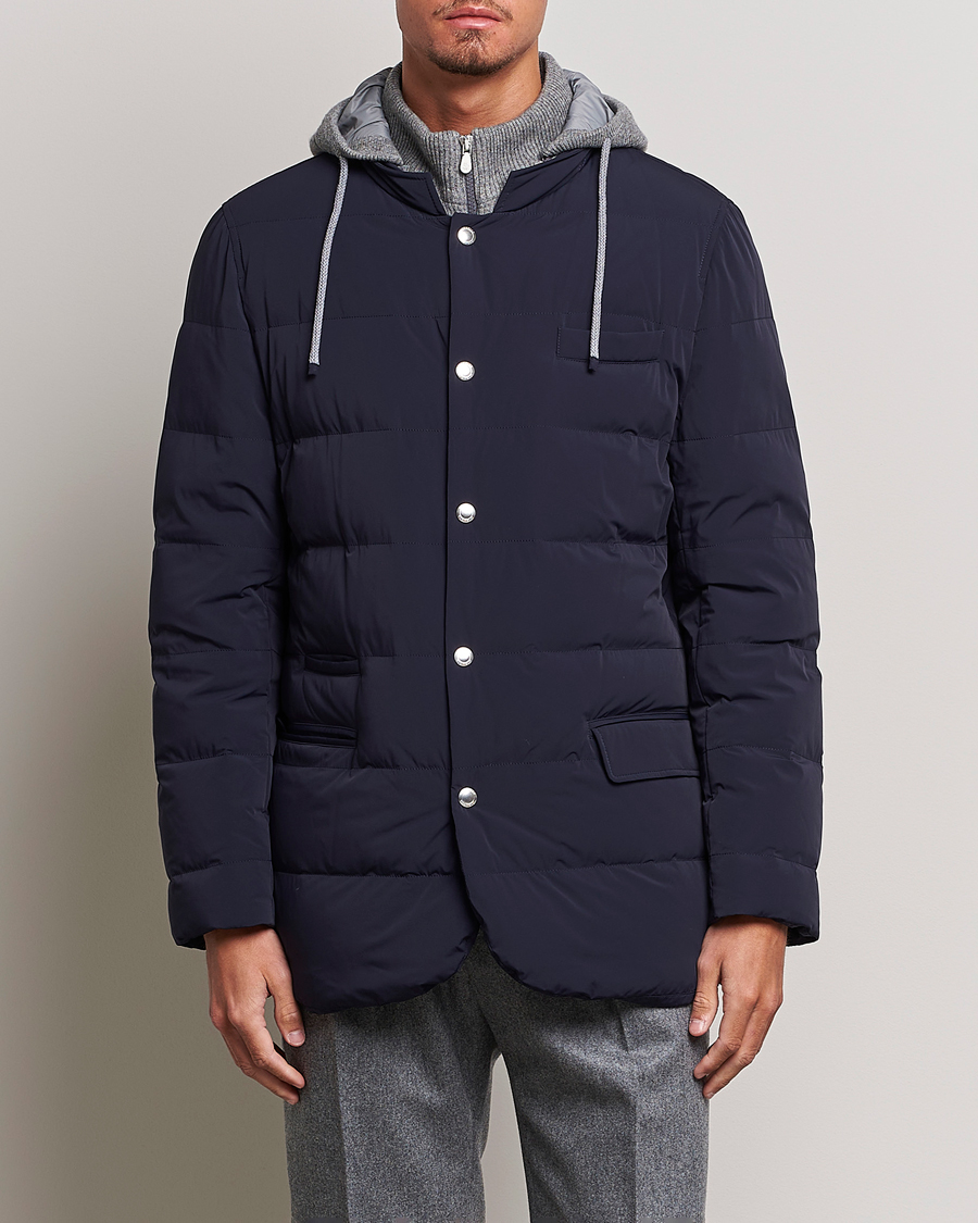 Homme | Manteaux Et Vestes | Brunello Cucinelli | Nylon Down Blazer Jacket Navy