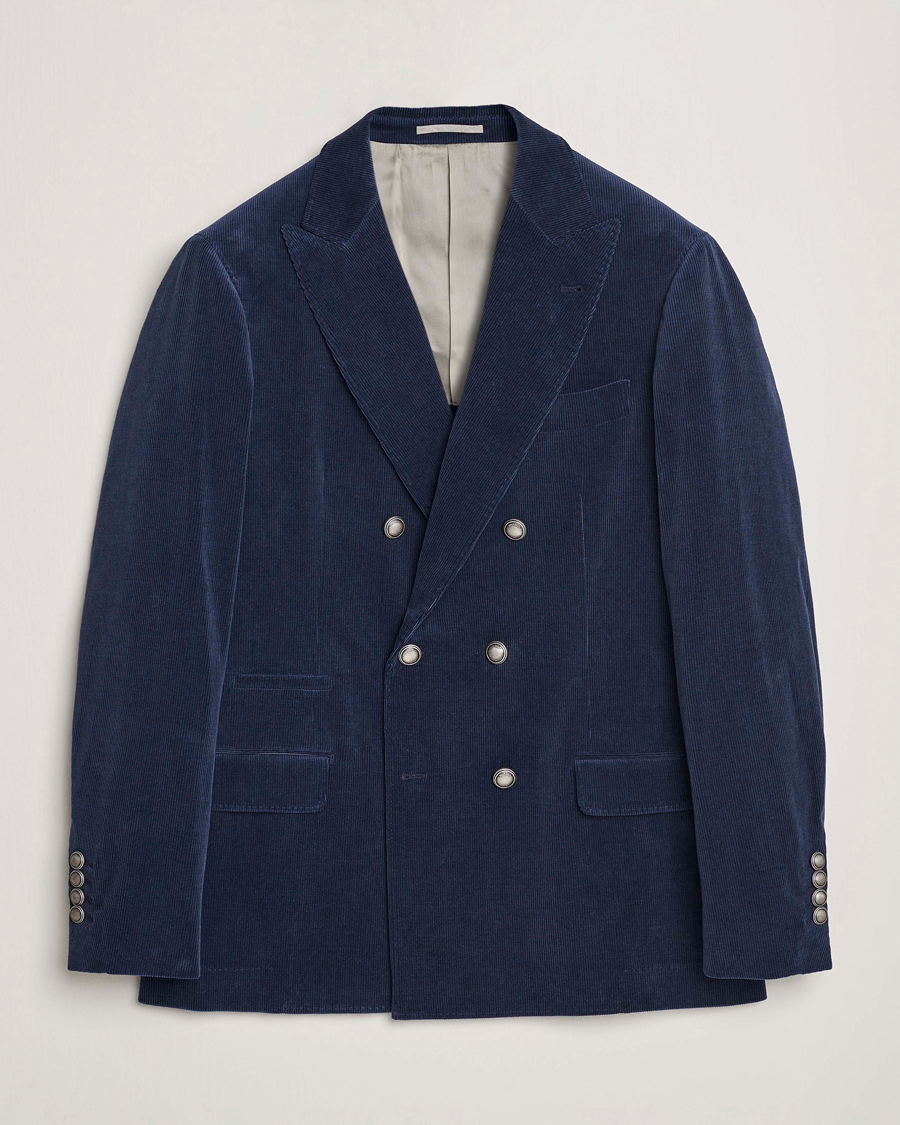 Homme | Blazers | Brunello Cucinelli | Double Breasted Corduroy Blazer Royal Blue