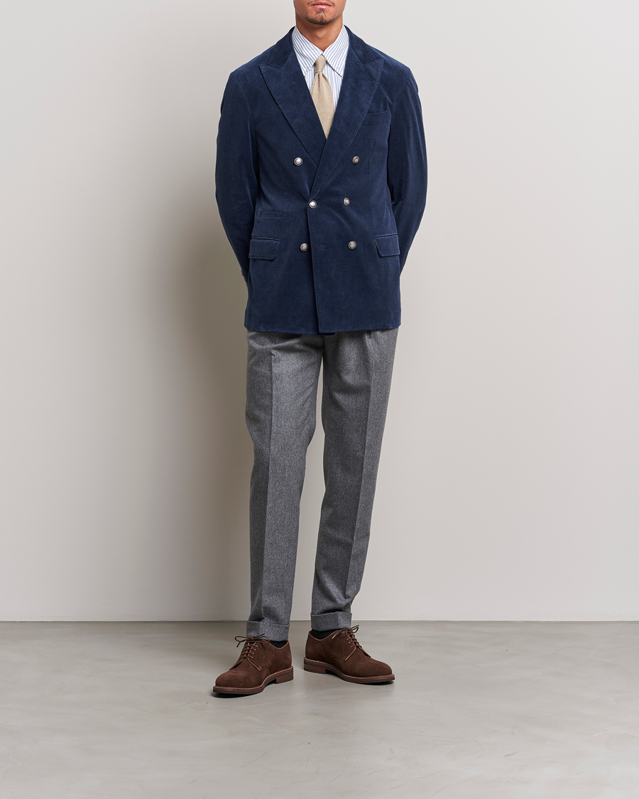 Homme | Blazers | Brunello Cucinelli | Double Breasted Corduroy Blazer Royal Blue