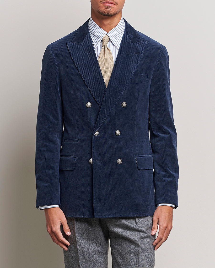 Homme | Blazers | Brunello Cucinelli | Double Breasted Corduroy Blazer Royal Blue