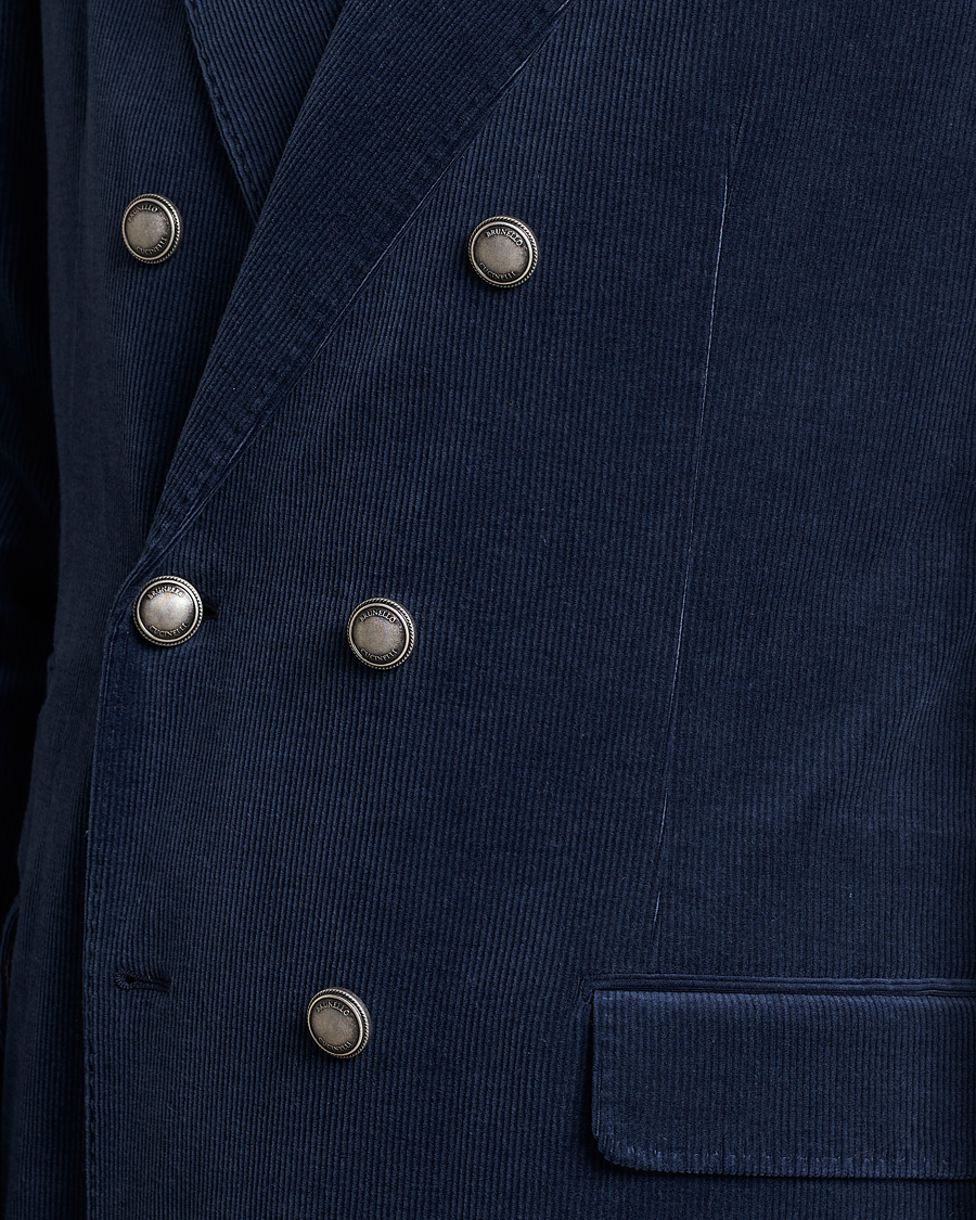 Homme | Blazers | Brunello Cucinelli | Double Breasted Corduroy Blazer Royal Blue