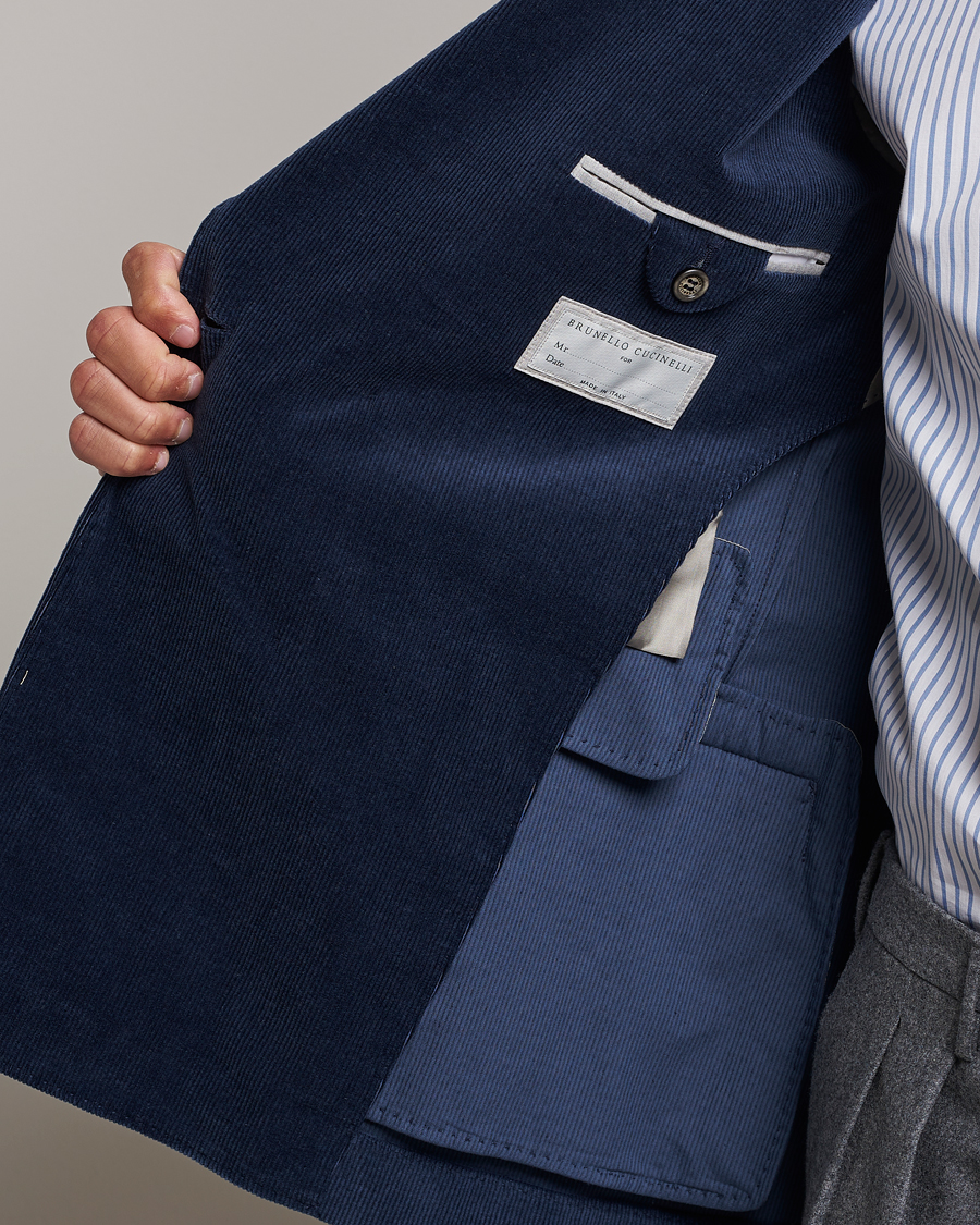 Homme | Blazers | Brunello Cucinelli | Double Breasted Corduroy Blazer Royal Blue