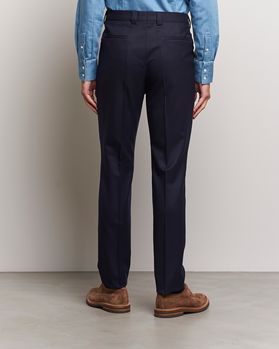 Homme | Pantalons | Brunello Cucinelli | Slim Fit Pleated Flannel Trousers Navy