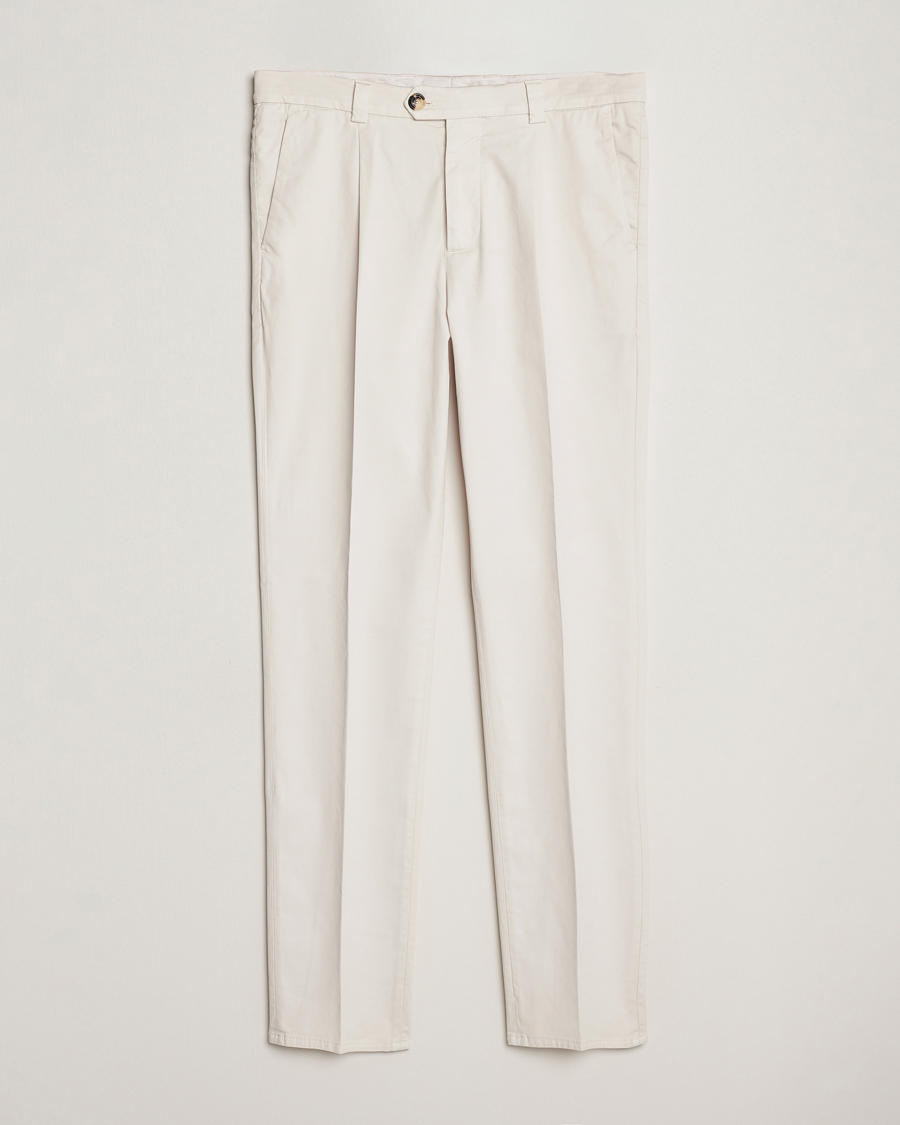 Homme | Pantalons | Brunello Cucinelli | Slim Fit Pleated Trousers Off White