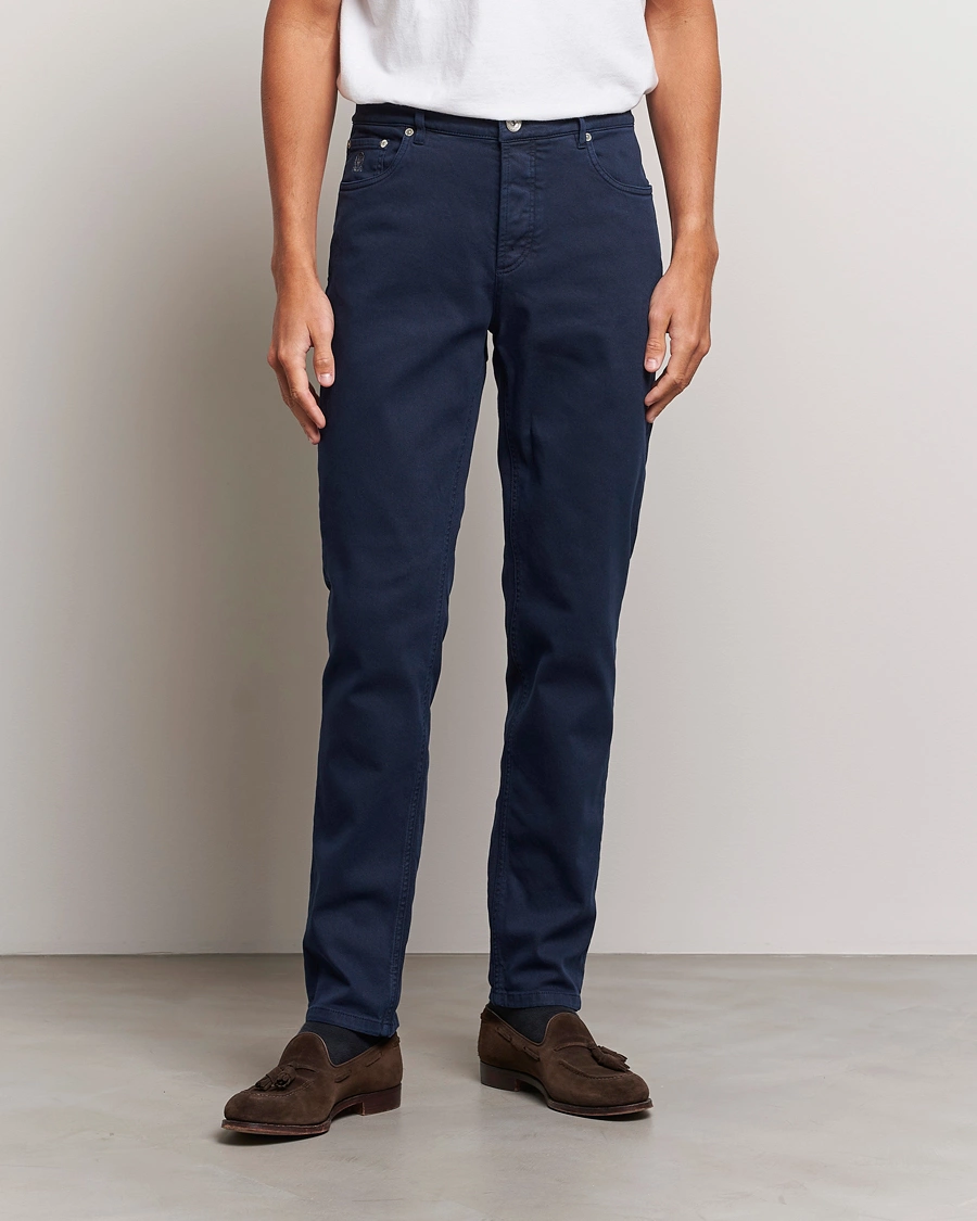 Homme |  | Brunello Cucinelli | Traditional Fit 5-Pocket Pants Navy