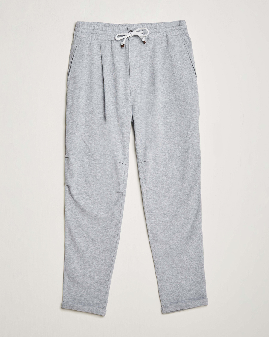 Homme | Pantalons | Brunello Cucinelli | Pleated Soft Sweatpants Grey Melange