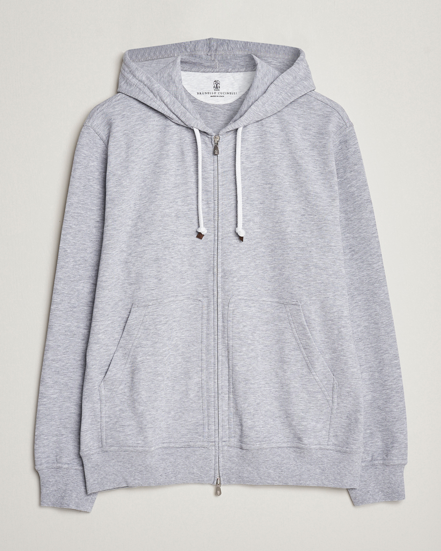 Homme | Pulls Et Tricots | Brunello Cucinelli | Full Zip Hooded Sweater Grey Melange