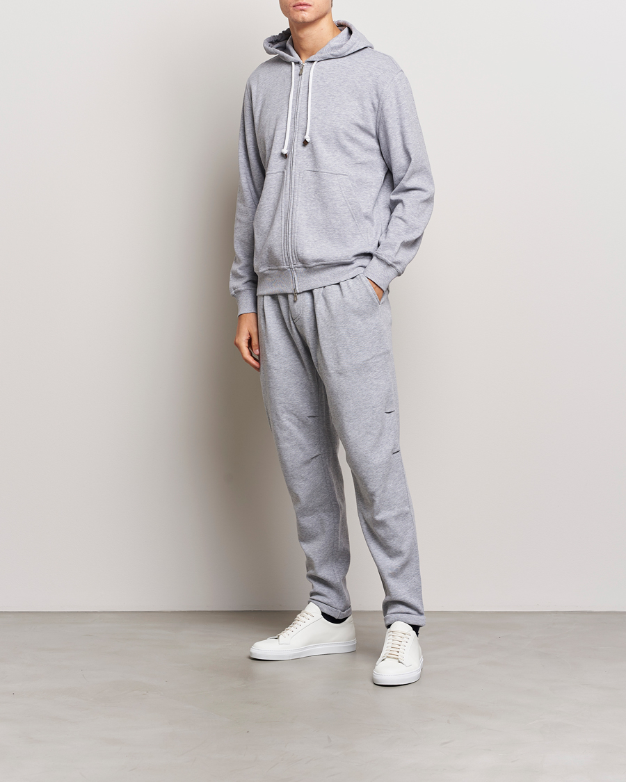 Homme | Pulls Et Tricots | Brunello Cucinelli | Full Zip Hooded Sweater Grey Melange