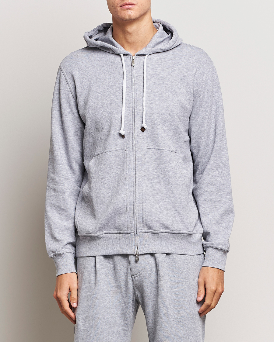 Homme | Pulls Et Tricots | Brunello Cucinelli | Full Zip Hooded Sweater Grey Melange