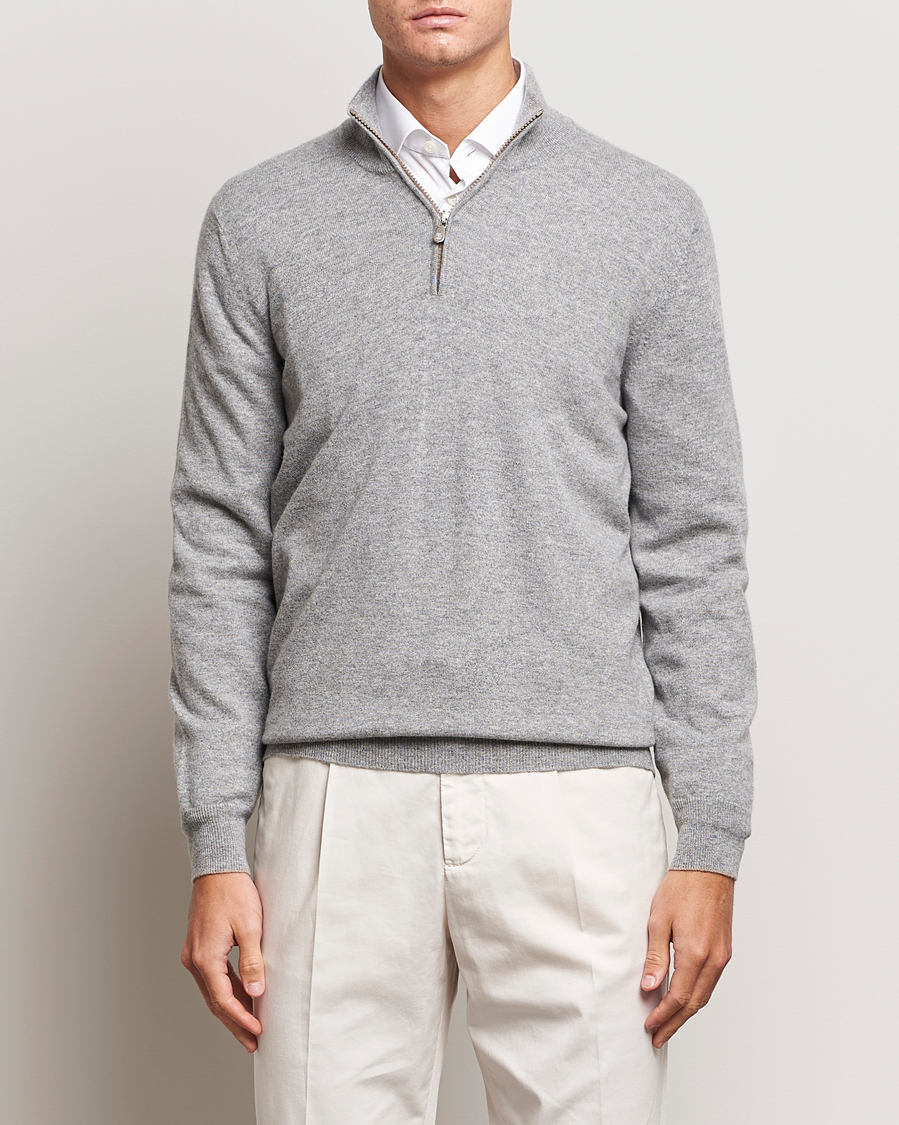 Homme | Pulls Et Tricots | Brunello Cucinelli | 2 Ply Cashmere Half Zip Light Grey