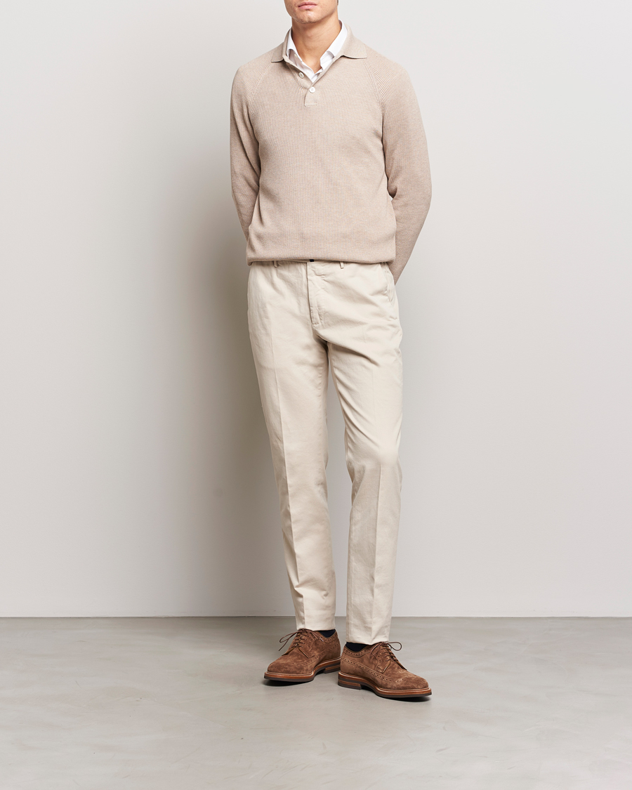 Homme | Pulls Et Tricots | Brunello Cucinelli | Long Sleeve Knitted Polo Light Beige