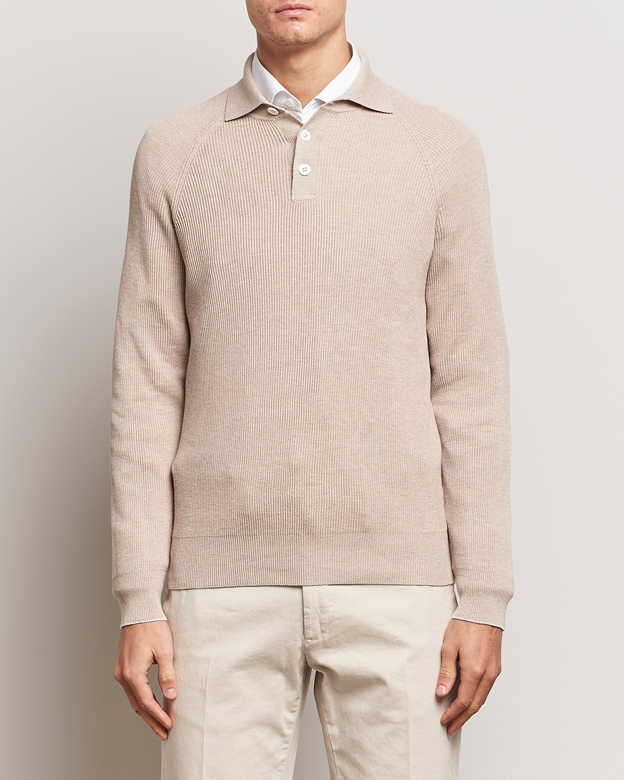 Homme | Pulls Et Tricots | Brunello Cucinelli | Long Sleeve Knitted Polo Light Beige