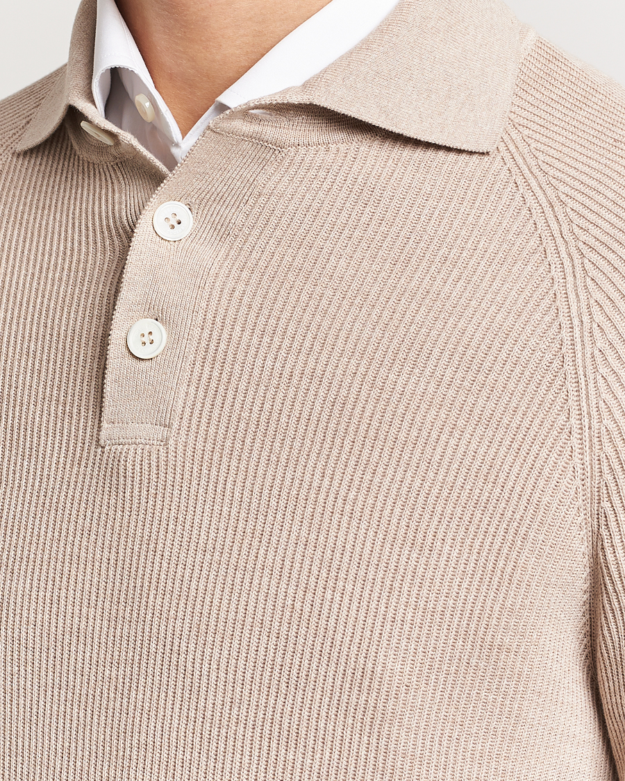 Homme | Pulls Et Tricots | Brunello Cucinelli | Long Sleeve Knitted Polo Light Beige