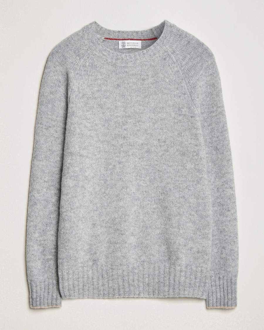 Homme | Pulls Et Tricots | Brunello Cucinelli | Fluffy Crew Neck Sweater Light Grey