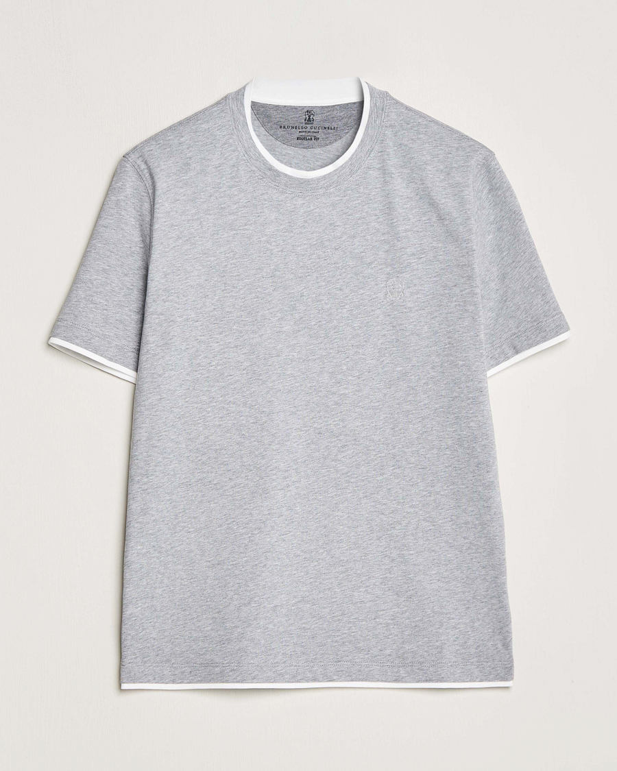 Homme | T-shirts | Brunello Cucinelli | Short Sleeve Logo T-Shirt Light Grey
