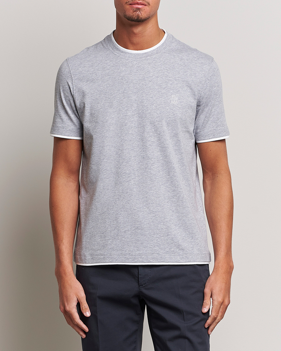 Homme | T-shirts | Brunello Cucinelli | Short Sleeve Logo T-Shirt Light Grey